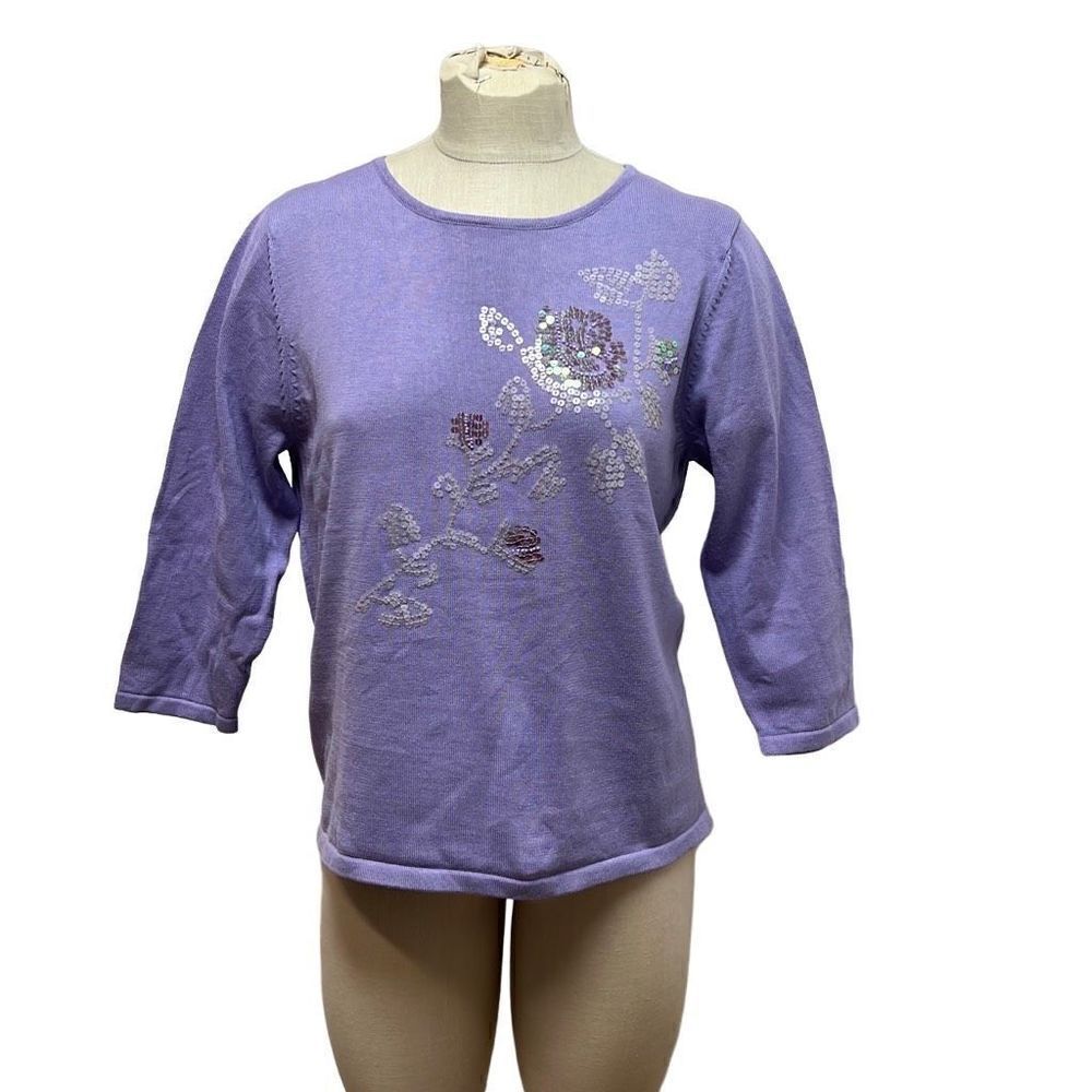 Victor Costa Occasion Purple  Sequin Sweater Size Medium NWT